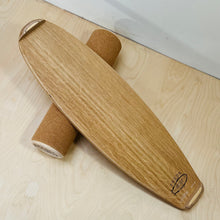 Load image into Gallery viewer, Balance Board set by Predn Surf Co- With stops and Cork wrapped roller - Handmade in Cornwall
