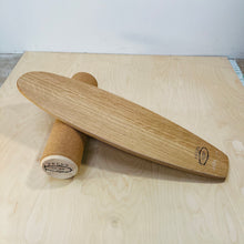 Load image into Gallery viewer, Balance Board set by Predn Surf Co- With stops and Cork wrapped roller - Handmade in Cornwall
