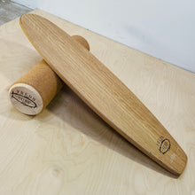 Load image into Gallery viewer, Balance Board set by Predn Surf Co- With stops and Cork wrapped roller - Handmade in Cornwall
