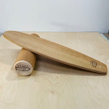 Load image into Gallery viewer, Balance Board set by Predn Surf Co- With stops and Cork wrapped roller - Handmade in Cornwall
