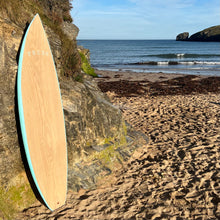 Load image into Gallery viewer, Predn Surf Co - Mor Lader (Pirate) bare oak deck shortboard - Sustainably built performance surfboards - North Cornwall
