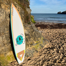 Load image into Gallery viewer, Predn Surf Co - Mor Lader (Pirate) bare oak deck shortboard - Sustainably built performance surfboards - North Cornwall
